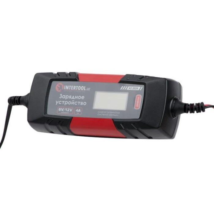 Зарядний пристрій INTERTOOL AT-3024, 6/12В, 4А, 230В, зимовий режим, дисплей, ємність зарядки акк. 120 А/ч