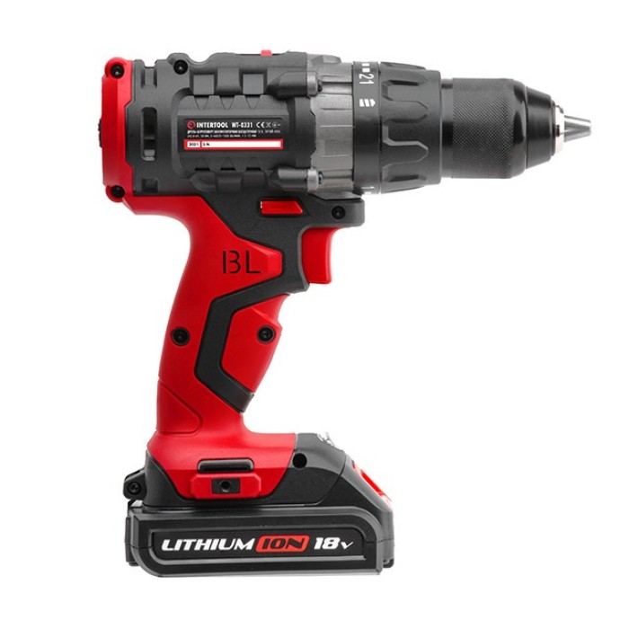 Дриль-шуруповерт акумуляторна INTERTOOL WT-0331 c бесщеточным двигуном Li-Ion 18В