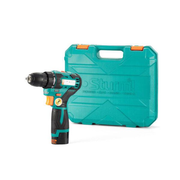 Дрель-шуруповерт аккумуляторный Sturm CD3212BL Brushles 12В (бесщеточный двигатель Li-Ion 12В, 2,0Ач, 2 аккум)