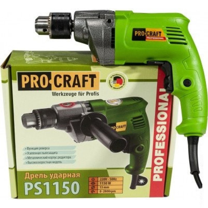 Дриль PROCRAFT PS-1150 (2800 об/хв) безударний Дриль PROCRAFT PS-1150 (2800 об/хв) безударний