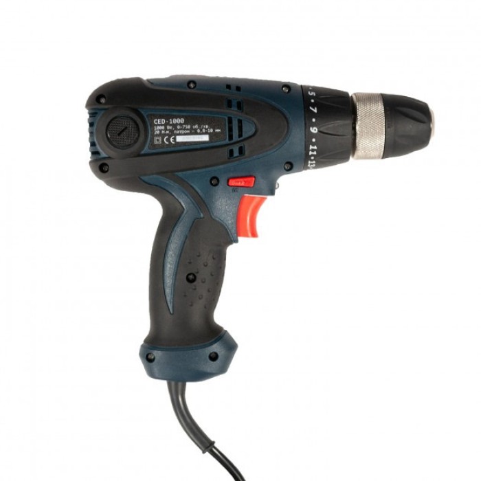 Електрична дриль шуруповерт Craft CED-1000, 1000 Вт, 0-1800 об/хв, LED підсвічування, реверс