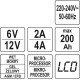 Електронний випрямляч із РК-дисплеєм YATO YT-83000 (Зарядний пристрій. 6V-2А 12V-4А)