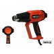 Фен технічний YATO YT-82295 (2 кВт 50-600° 250-500 л/хв 7 режимів температури + 5 насадок)