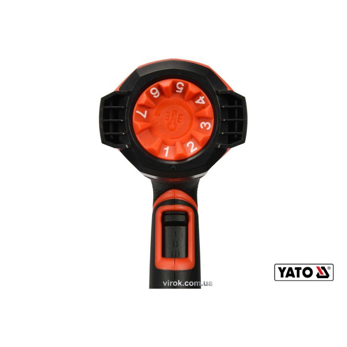 Фен технічний YATO YT-82295 (2 кВт 50-600° 250-500 л/хв 7 режимів температури + 5 насадок)
