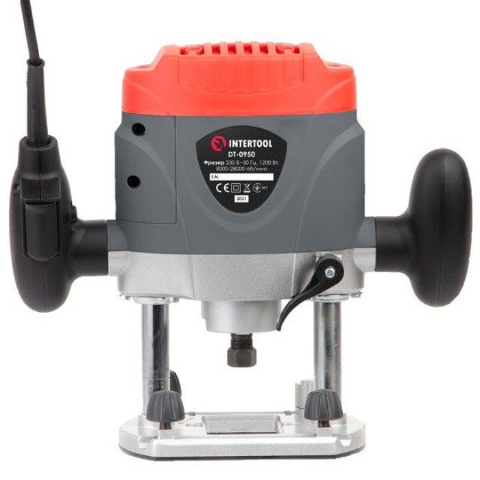 Фрезер INTERTOOL DT-0950, 1200 Вт, 8000-28000 об/хв, цанга 6/8 мм, макс глибина 52 мм