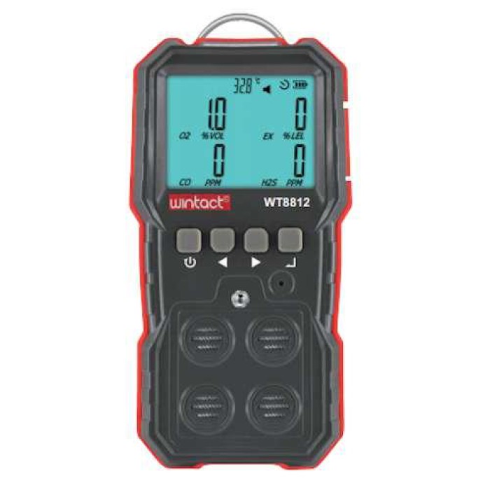 Вимірювач концентрації газів 4-в-1 (кисень (O2), монооксид вуглецю (CO), сірководень (H2S), горючий газ WINTACT WT8812 Вимірювач концентрації газів 4-в-1 (кисень (O2), монооксид вуглецю (CO), сірководень (H2S), горючий газ WINTACT WT8812