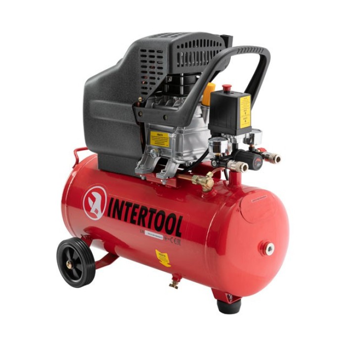 Компресор INTERTOOL PT-0009, 24 л, 1.5 кВт, 220 В, 8 атм, 206 л/хв.