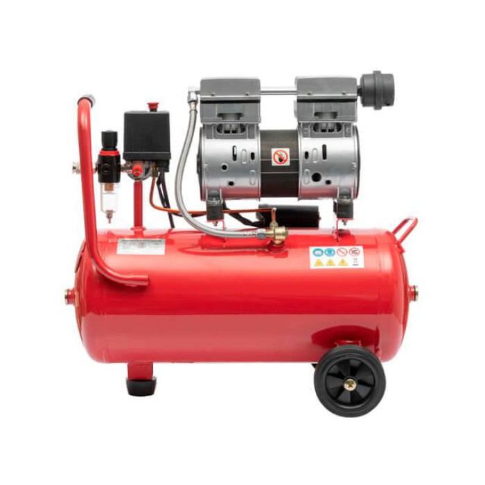 Компресор INTERTOOL PT-0022, 24 л, 1.1 кВт, 220 В, 8 атм, 145 л/хв, малошумний, безмасляний, 2 циліндра