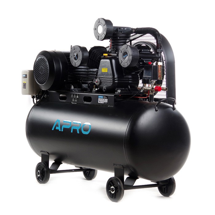 Компресор трициліндровий ремінний OFBD-200X 8Бар 7.5 кВт 1050 л/хв 200 л 380 В (2 крани) + Олія 1 л APRO