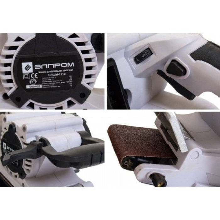 Стрічкова шліфмашина Елпром ЕЛШМ-1210, 1210 Вт, швидкість стрічки 380 м/хв, розмір стрічки 76х533 мм