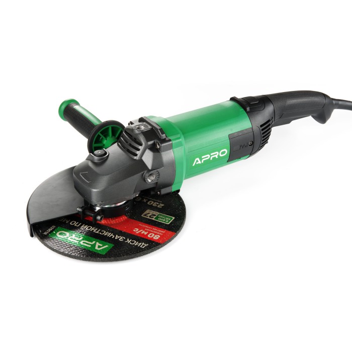 Машина шліфувальна кутова (болгарка) APRO 230/2300 ПЗМ, диск 230 мм, 2300 Вт, 6500 об/хв