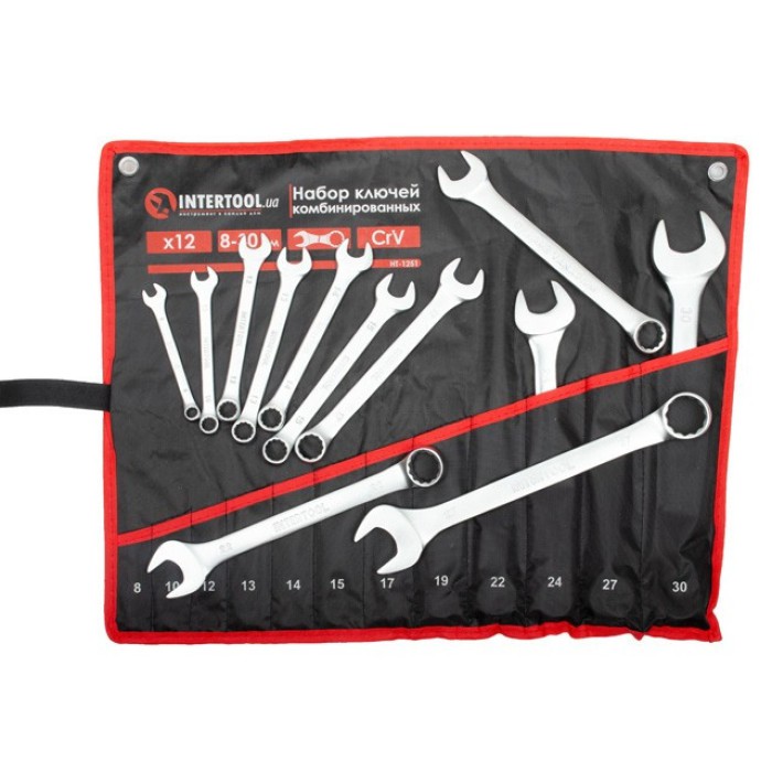 Набір ключів комбінованих INTERTOOL HT-1251, 12ед., 8-30мм Cr-V