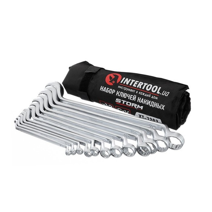 Набір накидних ключів INTERTOOL XT-1203, 12шт., 6-32мм Cr-V, покриття сатин-хром; DIN838 STORM