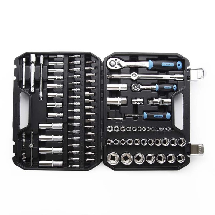 Набір насадок (інструментів) торцевих c тріскачкою CrV 1/4, 1/2 (90Т) (94 шт.) Apro