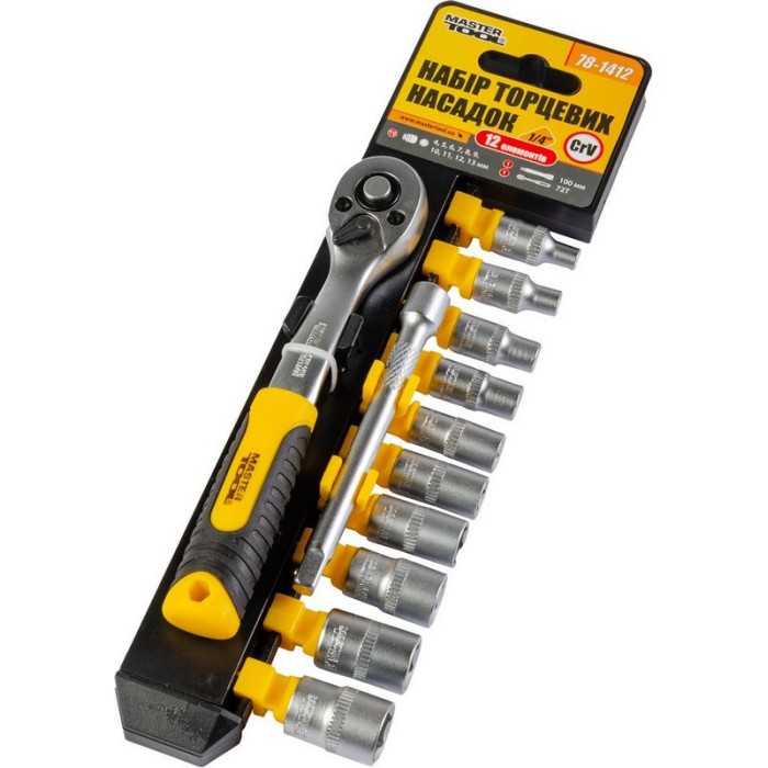 Набір насадок торцевих MasterTool 78-1412, PROFI CrV 1/4