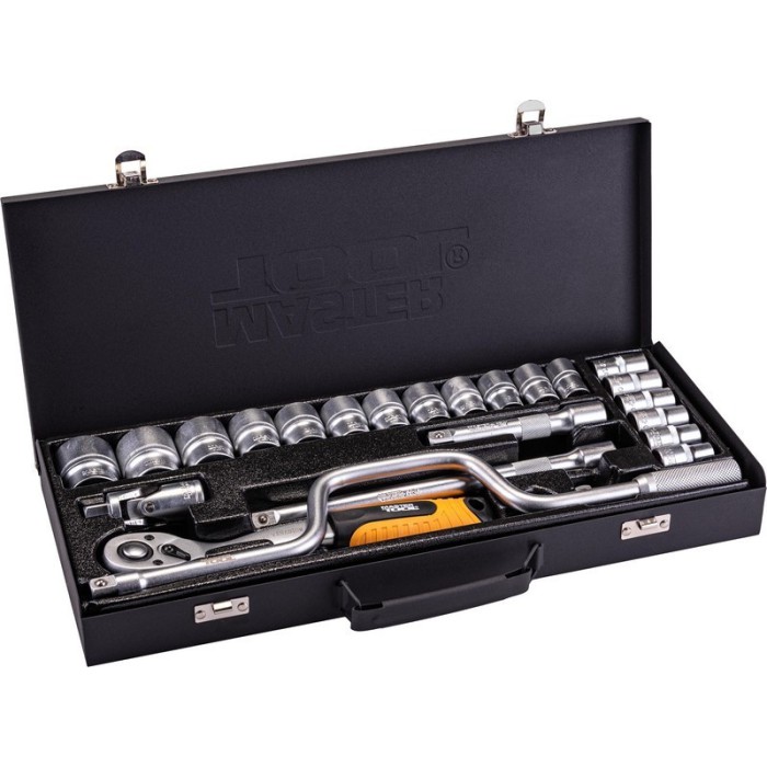 Набор насадок торцевых MasterTool 78-4125 PROFI, CrV 1/2” 10-32 мм, трещотка 72Т, 24 шт мет. кейс