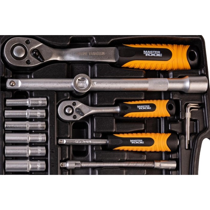 Набор насадок торцевых MasterTool 78-5111 PROFI, CrV 1/4” - 1/2”, трещотка 72Т, 111 шт, кейс