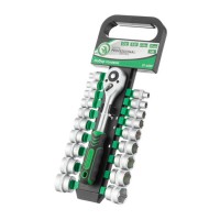 Набір торцевих головок з трещоточной рукояткою INTERTOOL ET-6020, 3/8", Cr-V, 20 од.