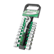 Набір торцевих головок з трещоточной рукояткою INTERTOOL ET-6020, 3/8", Cr-V, 20 од.