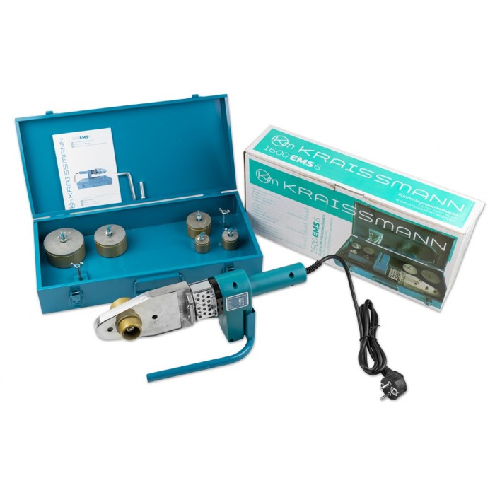 Паяльник для пластикових труб KRAISSMANN 1600 EMS 6, 1600 Вт, 6 насадок, кейс