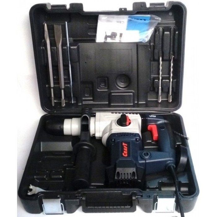 Перфоратор Craft CBH 1900, SDS+, 1900 Вт, 850 об/хв, 4000 уд/хв, 4.3 Дж, 3 режими, кейс