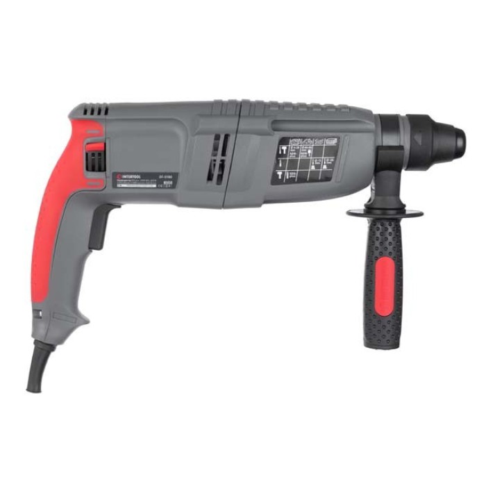 Перфоратор INTERTOOL DT-0180, SDS-plus 850 Вт, 0-900 об/хв, 0-4400 уд/хв, 3 режими, реверс, кейс, аксесуари