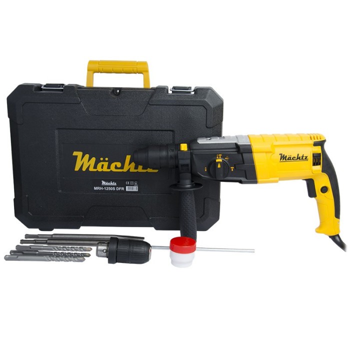 Перфоратор Machtz MRH-1250S DFR, SDS-plus, 1250 Вт, 1300 об/мин, 4800 уд/мин, 3.8 Дж, сменный DFR патрон