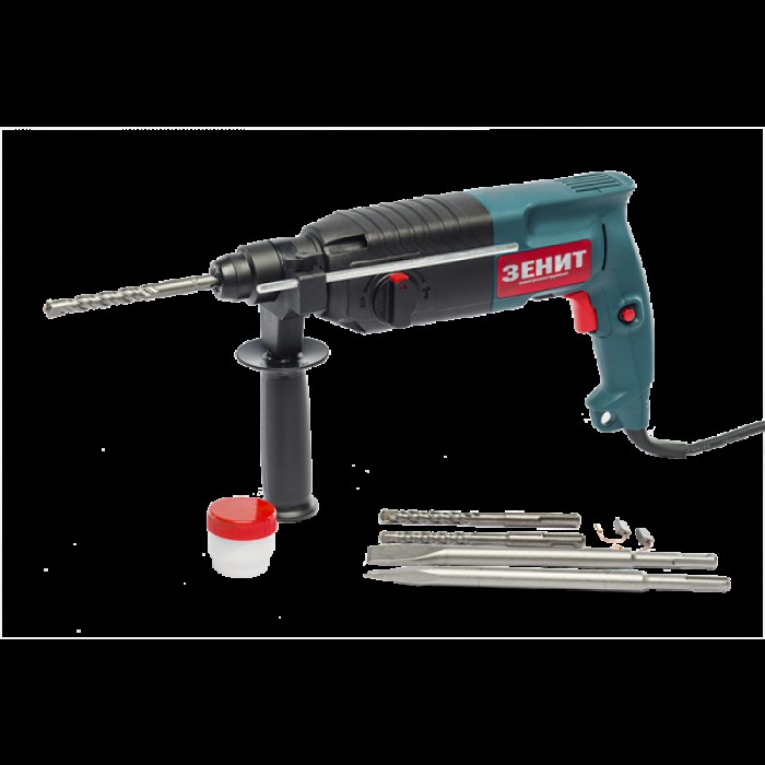 Перфоратор Зеніт ЗП-9824, SDS-plus, 3 режими, 980 Вт, 1050 об/хв, 5800 уд/хв, 2.6 Дж, кейс, набір буров