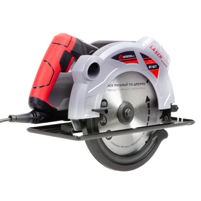 Пила дисковая INTERTOOL WT-0621, 1800 Вт, 5000об/мин, глубина распила 73-48мм, диск 210мм*30мм,  лазер