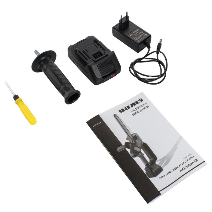 Пила цепная аккумуляторная (сучкорез) Vitals AKZ 1820n Kit, 18 В, 2 А/ч, шина 200 мм, 1 АКБ