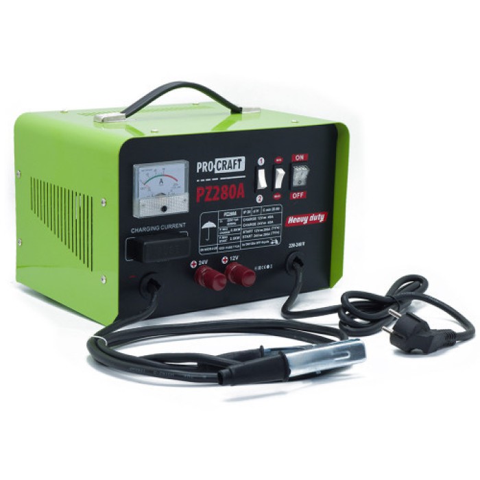 Пуско-зарядное устройство Procraft PZ280A, 1000 Вт, 12/24 В, ток зарядки 30 А, пусковой ток 280 А
