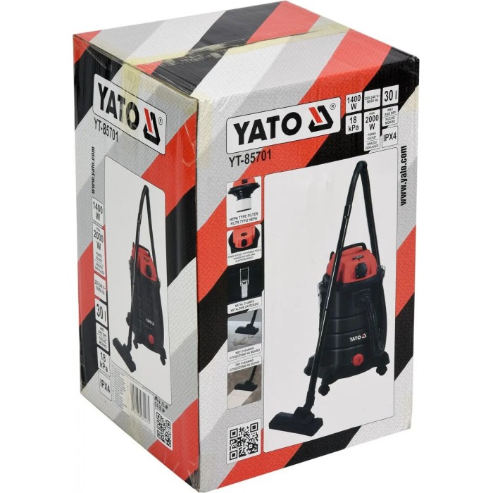 Пилосос промисловий YATO YT-85701, 1400 Вт, 30 л, вбудована розетка