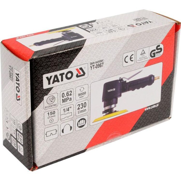 Шліфувальна пневматична ексцентрикова YATO YT-0967, 1/4