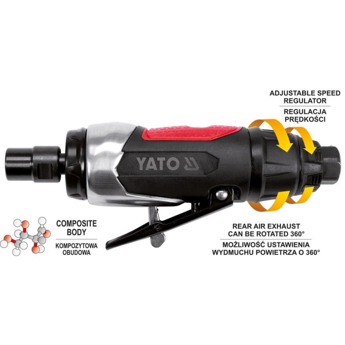 Шлифмашина пневматическая прямая YATO YT-09632, 1/4