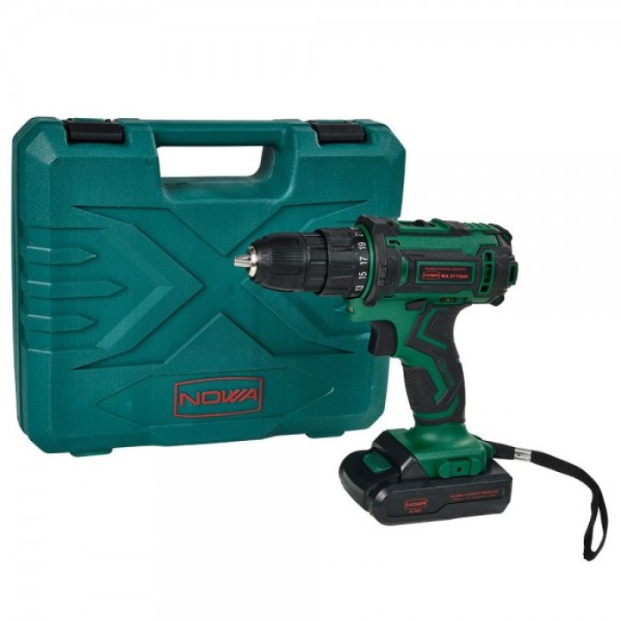 Шуруповерт акумуляторний NOWA WA2115blb (21В, 2 акк, 1.5 А/год, 1350 об/хв, 21 Нм, 2 шв, кейс, LED підсвічування) Шуруповерт акумуляторний NOWA WA2115blb (21В, 2 акк, 1.5 А/год, 1350 об/хв, 21 Нм, 2 шв, кейс, LED підсвічування)