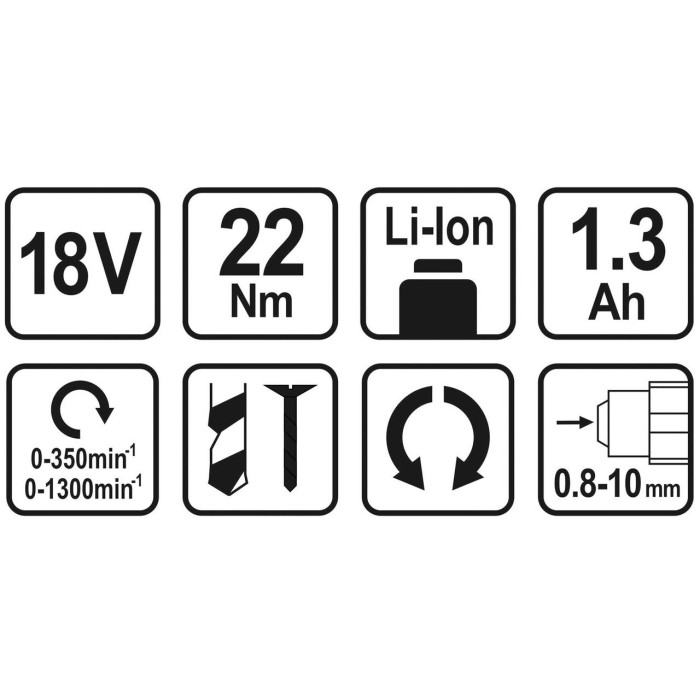 Шуруповерт аккумуляторный STHOR 78972, Li-Ion 18 В 1.3 Ач 22 Нм + 2 аккумулятора