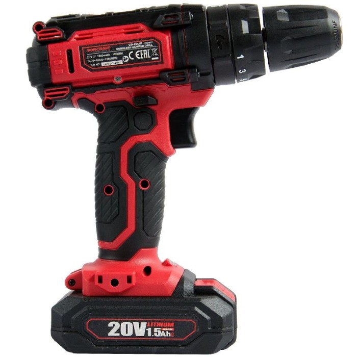 Шуруповерт акумуляторний Worcraft CD-20LiP, 20, 1550 об/хв, 35 Нм, LED підсвічування, ударний режим,
