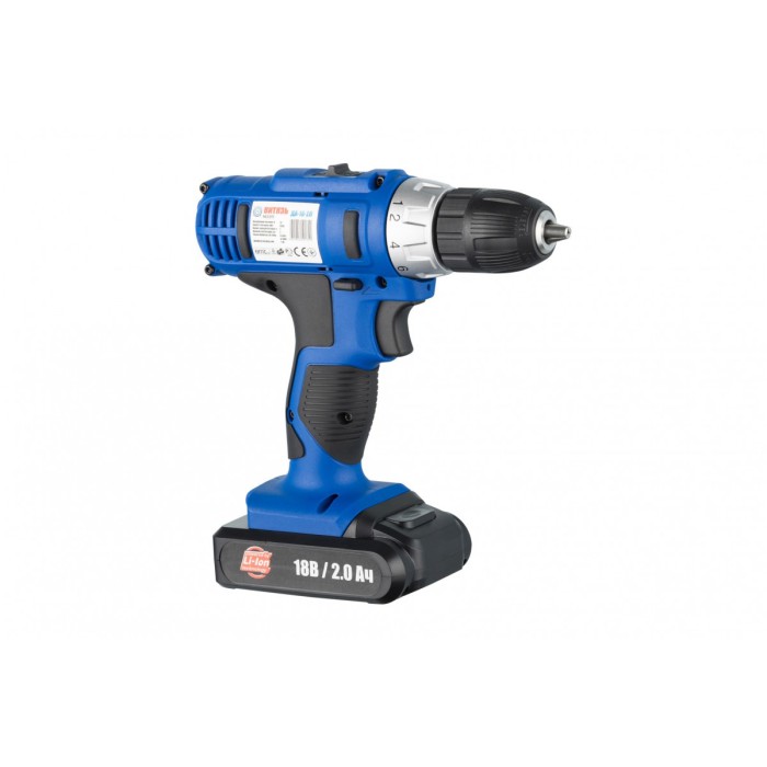 Шуруповерт акумуляторний Витязь ДА-18/2 Л, 18, Li-on, 2 акк, 2 А/год, 350-1350 об/хв, 2 шв., 20 Нм, кейс Шуруповерт акумуляторний Витязь ДА-18/2 Л, 18, Li-on, 2 акк, 2 А/год, 350-1350 об/хв, 2 шв., 20 Нм, кейс