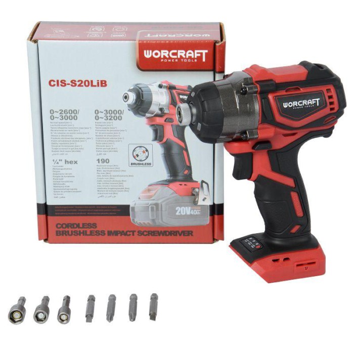Ударный гайковерт аккумуляторный Worcraft CIS-S20LiB, 20 В, Li-ion, 0-3000 об/мин, 190 Нм, LED подсветка