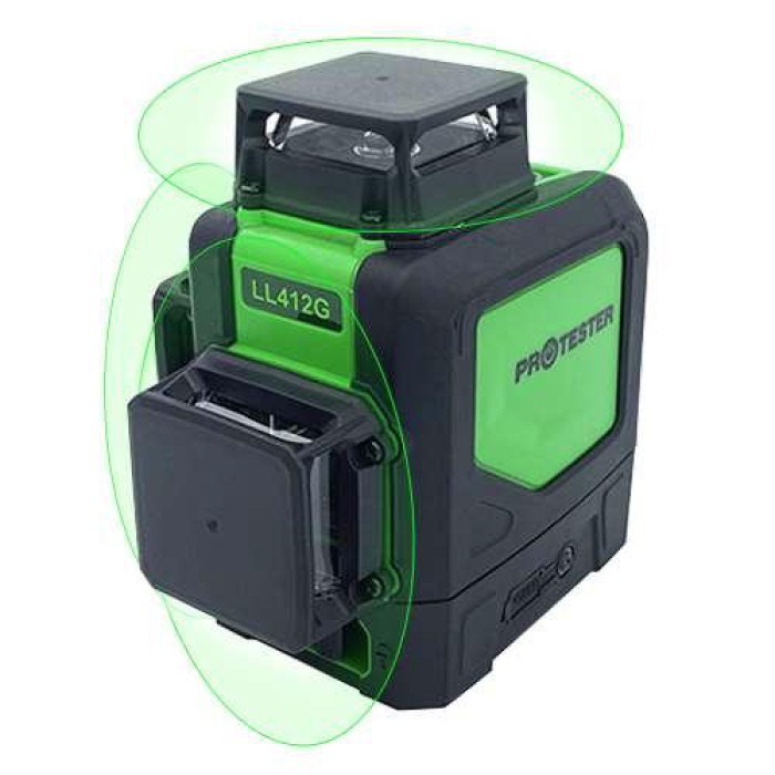 Рівень лазерний нівелір 3x360° (H360/2xV360, зелений промінь) PROTESTER LL412G