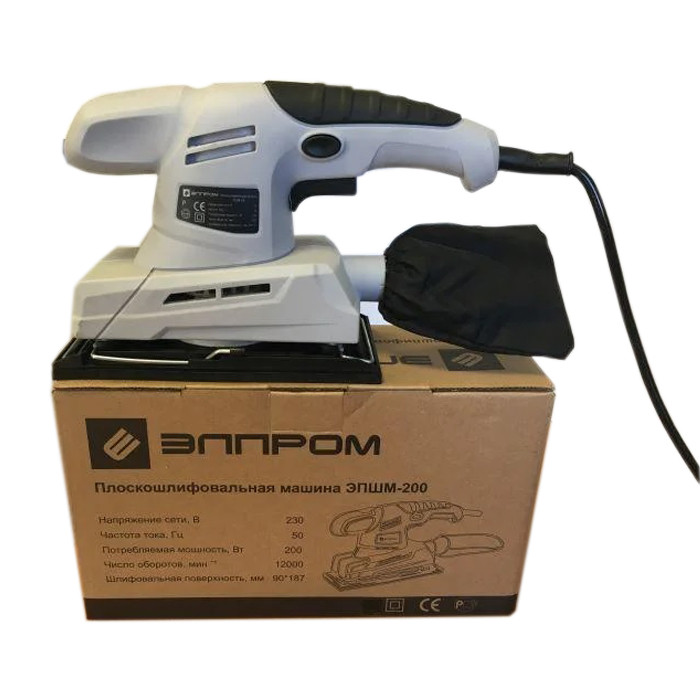 Вібраційна шліфувальна машина Елпром ЕПШМ 200, 200 Вт, 12000 об/хв, розмір аркуша 90*187 мм, пилозбірник