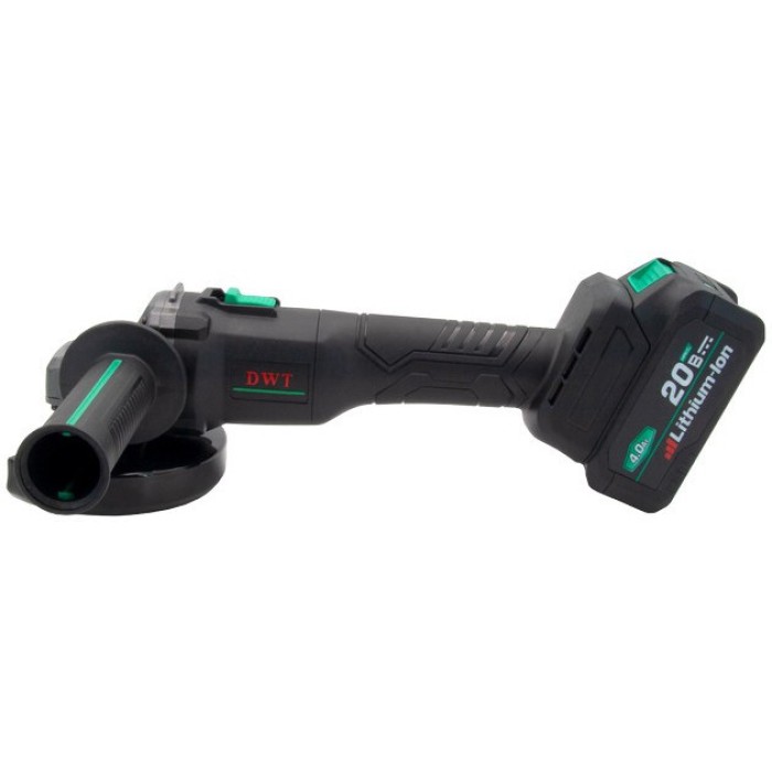 Акумуляторна безщіткова кутова шліфувальна машина (болгарка) DWT AWSP-20-125DN4 BMC (2 АКБ 20В, 4 Аг, кейс)