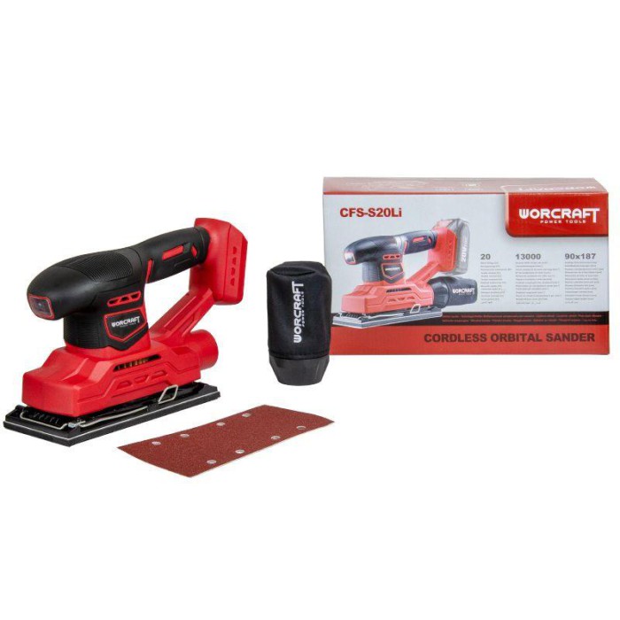 Акумуляторна шліфмашина вібраційна Worcraft CFS-S20Li (без АКБ та ЗП)