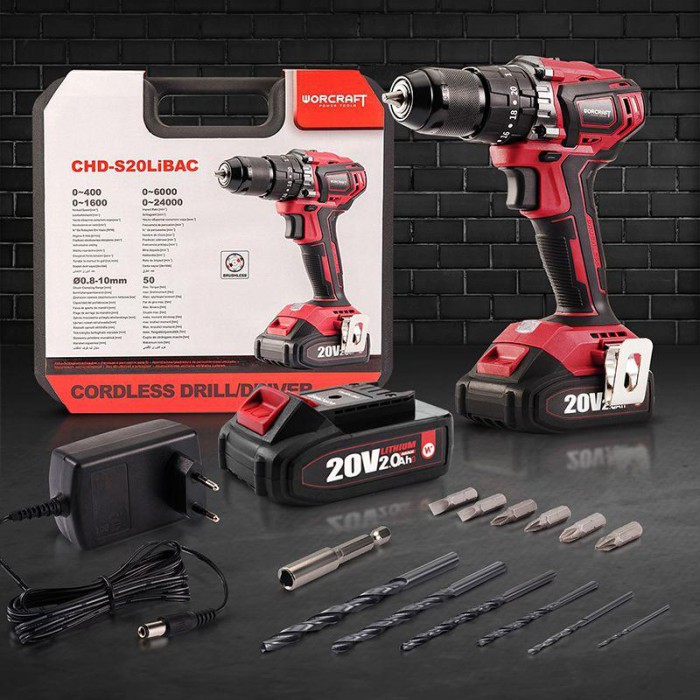 Акумуляторний безщітковий шуруповерт WORCRAFT CHD-S20LiBAC (20В, 2 Аг, кейс)