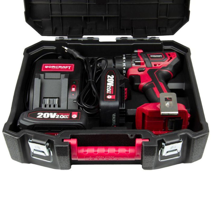 Акумуляторний безщітковий шуруповерт WORCRAFT CHD-S20LiBAT (2 АКБ 20В, 2 А * год, набір інструментів, кейс)