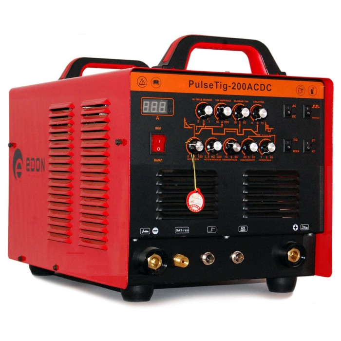 Аргонодуговий зварювальний апарат Edon PULSETIG-200 AC/DC, 220 В, 5.8 кВт, зварювальний струм 20-200 А