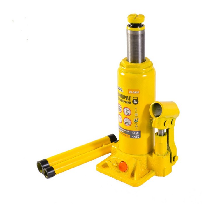 Домкрат гідравлічний пляшковий Mastertool 86-0030, 3 т, 194-372 мм