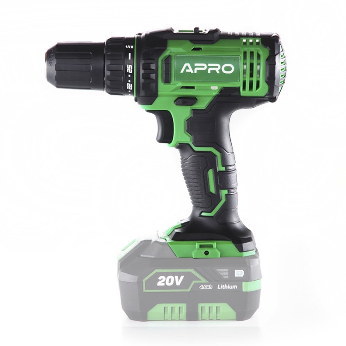 Дриль-шурупокрут акумуляторна APRO 20DK, 20 В, 2 швидкості, без АКБ, без ЗП, кейс