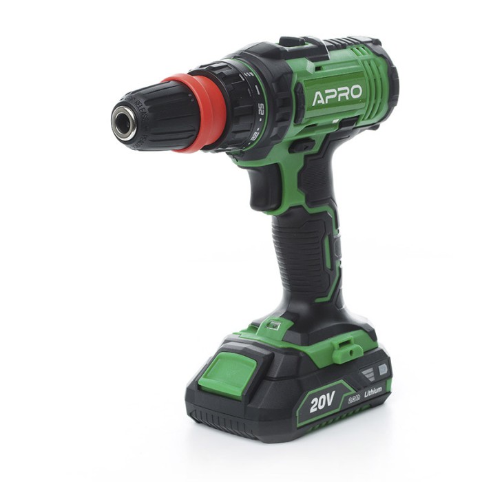 Дрель-шуруповерт, быстросъем APRO 20В, 2А, 20DC, 2 АКБ, ЗУ, кейс