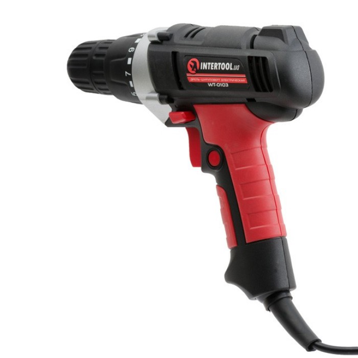 Дриль-шуруповерт мережевий INTERTOOL WT-0103, 400 Вт, 0-800 об/хв,1.0-10 мм, макс. крутний момент 20Нм